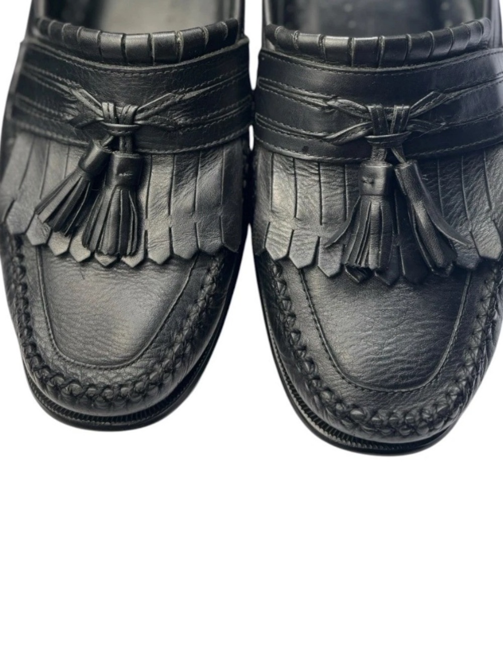 G.H. Bass Weejuns Mens 10.5 M Black Leather Kiltie Tassle Loafer Moc Toe Slip On - Picture 4 of 12